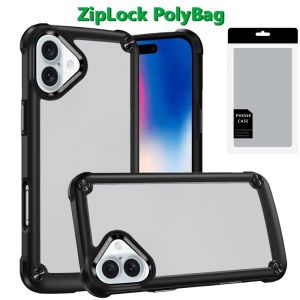 [PolyBag] For iPhone 16 6.1 inch Ultimate CaseX Transparent Hybrid Case with Metal Buttons And Camera Edges - Black