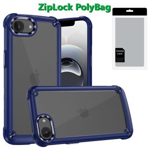 [PolyBag] For iPhone 16E (E edition) / SE4 (2025) Ultimate CaseX Transparent Hybrid Case with Metal Buttons And Camera Edges - Blue