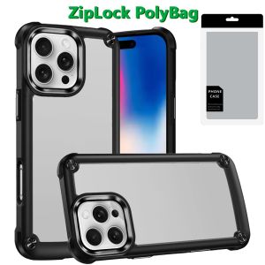 [PolyBag] For iPhone 16 Pro 6.3 inch Ultimate CaseX Transparent Hybrid Case with Metal Buttons And Camera Edges - Black