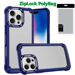 [PolyBag] For iPhone 16 Pro 6.3 inch Ultimate CaseX Transparent Hybrid Case with Metal Buttons And Camera Edges - Blue