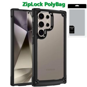 [PolyBag] For Samsung s25 Ultra Ultimate CaseX Transparent Hybrid Case with Metal Buttons And Camera Edges - Black