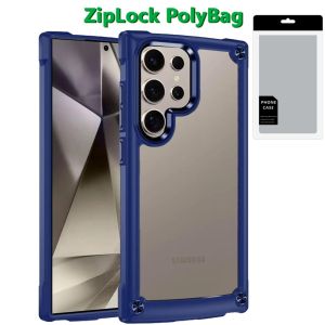 [PolyBag] For Samsung s25 Ultra Ultimate CaseX Transparent Hybrid Case with Metal Buttons And Camera Edges - Blue