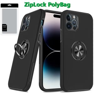 [PolyBag] For iPhone 14 Pro Max CHIEF Oil Painted Magnetic Ring Stand Hybrid - Black