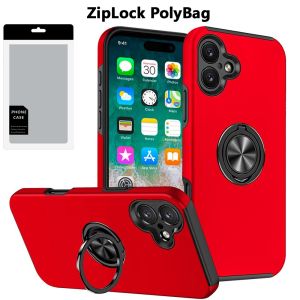 [PolyBag] For iPhone 16 Plus 6.7 inch CHIEF Oil Painted Magnetic Ring Stand Hybrid - Red