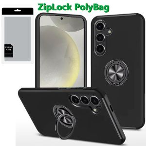 [PolyBag] For Samsung s25 Plus/s24 Plus CHIEF Oil Painted Magnetic Ring Stand Hybrid Case Cover - Black