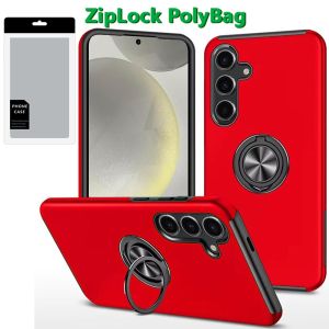 [PolyBag] For Samsung s25 Plus/s24 Plus CHIEF Oil Painted Magnetic Ring Stand Hybrid Case Cover - Red