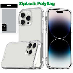 [PolyBag] For iPhone 14 Pro Max Colored Shockproof Transparent Hard PC TPU Hybrid - Clear/Clear