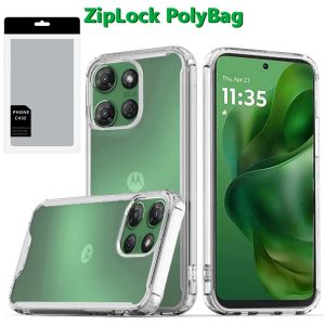[PolyBag] For Motorola Moto G Power 5G 2025 Colored Shockproof Transparent Hard PC TPU Hybrid - Clear/Clear