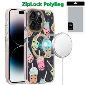 [PolyBag] For iPhone 14 PRO MAX 6.7" Magnetic Double Layer IMD Design Case - Boba