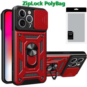 [PolyBag] For iPhone 16 Pro 6.3 inch ELITE Camera Push Magnetic Ring Stand Hybrid - Red