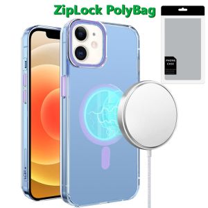 [PolyBag] For iPhone 12 & iPhone 12 Pro Matching Clear Transparent Circle Design - Purple