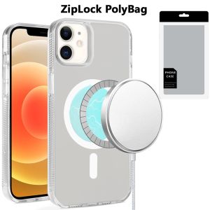[PolyBag] For iPhone 12 & iPhone 12 Pro PURE Transparent [Magnetic Circle] High Quality Ultra Thick Hybrid - Clear
