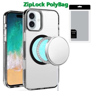[PolyBag] For iPhone 16 Plus 6.7 inch PURE Transparent [Magnetic Circle] High Quality Ultra Thick Hybrid - Black