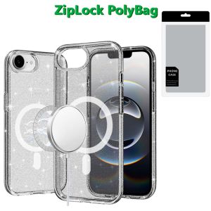 [PolyBag] For iPhone 16E / SE4 Glitter Ultra [Magnetic Circle] Thick 3mm Transparent Hybrid - Smoke