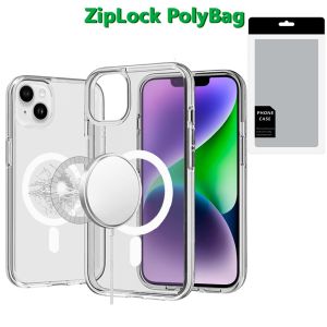 [PolyBag] For iPhone 14/13 Sturdy Ultra [Magnetic Circle] Thick 3mm Transparent Hybrid - Clear