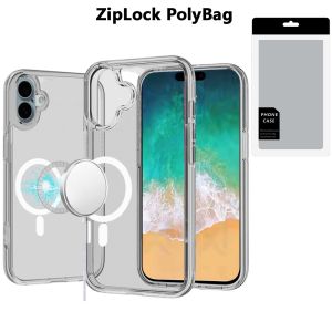 [PolyBag] For iPhone 16 Plus 6.7 inch Sturdy Ultra [Magnetic Circle] Thick 3mm Transparent Hybrid - Smoke
