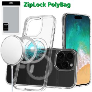 [PolyBag] For iPhone 16 Pro Max 6.9 inch Thick Transparent [Magnetic Circle] Shockproof Hybrid - Clear