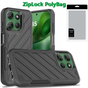 [PolyBag] For Motorola Moto G Power 5G 2025 Noble lined shockproof dual layer hybrid - Black/Black