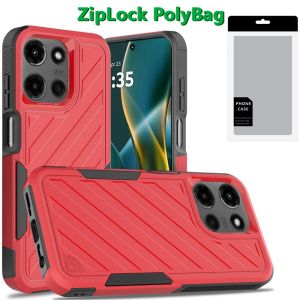 [PolyBag] For Moto G Stylus 5G 2025 Noble lined shockproof dual layer hybrid - Red/Black