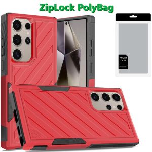[PolyBag] For Samsung s25 Ultra Noble lined shockproof dual layer hybrid - Red/Black