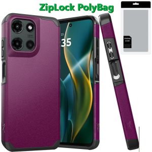[METKASE] For Moto G Stylus 5G 2025 (Original Series) Tough Strong Shockproof Hybrid in Slide-Out Package - Dark Purple