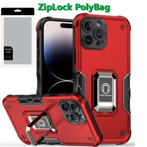 [PolyBag] For iPhone 14 Pro Max OPTIMUM Magnetic Ring Stand Hybrid - Red