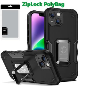 [PolyBag] For  iPhone 13/14 OPTIMUM Magnetic Ring Stand Hybrid - Black