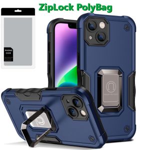 [PolyBag] For  iPhone 13/14 OPTIMUM Magnetic Ring Stand Hybrid - Blue