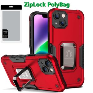 [PolyBag] For  iPhone 13/14 OPTIMUM Magnetic Ring Stand Hybrid - Red