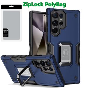 [PolyBag] For Samsung s25 Ultra OPTIMUM Magnetic Ring Stand Hybrid Case Cover - Blue