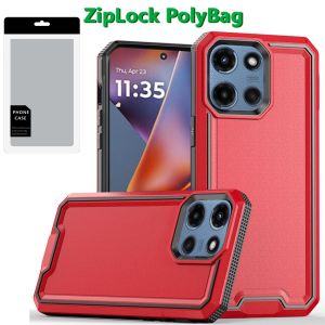 [PolyBag] For Motorola Moto G 5G 2025 Rank Tough Strong Modern Fused Hybrid - Red