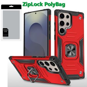 [PolyBag] For Samsung s25 Ultra Robust Magnetic Kickstand Hybrid - Red