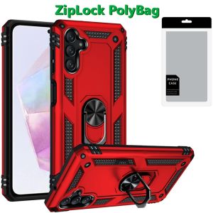 [PolyBag] For Samsung Galaxy A36 Ring Magnetic Kickstand Hybrid - Red