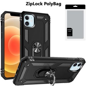 [PolyBag] For iPhone 12 & iPhone 12 Pro Ring Magnetic Kickstand Hybrid - Black