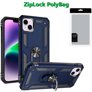 [PolyBag] For iPhone 13/14 Ring Magnetic Kickstand Hybrid - Blue