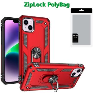 [PolyBag] For iPhone 13/14 Ring Magnetic Kickstand Hybrid - Red