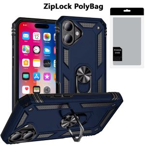 [PolyBag] For iPhone 16 6.1 inch Ring Magnetic Kickstand Hybrid - Blue