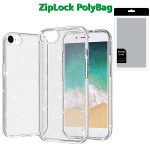 [PolyBag] For iPhone 16E / SE4 Glitter Ultra Thick 3mm Transparent Hybrid Case Cover - Clear