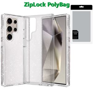 [PolyBag] For Samsung s25 Ultra Glitter Ultra Thick 3mm Transparent Hybrid Case Cover - Clear