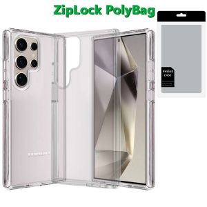 [PolyBag] For Samsung s25 Ultra Sturdy Ultra Thick 3mm Transparent Hybrid Case Cover - Clear