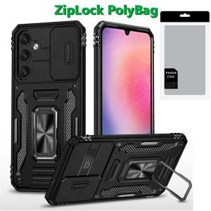 [PolyBag] For Samsung Galaxy A26 Utter Tough Metal Ring Movable Camera Window Hybrid - Black