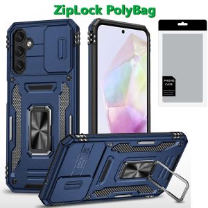 [PolyBag] For Samsung Galaxy A36 Utter Tough Metal Ring Movable Camera Window Hybrid - Navy blue