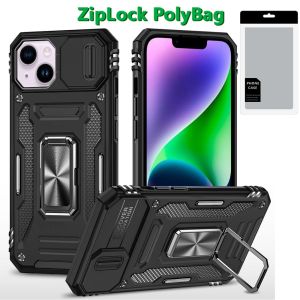 [PolyBag] For iPhone 14/13 Utter Tough Metal Ring Movable Camera Window Hybrid - Black