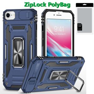 [PolyBag] For iPhone SE 3 (2022) SE/8/7 Utter Tough Metal Ring Movable Camera Window Hybrid - Navy blue