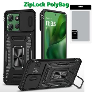 [PolyBag] For Motorola Moto G Power 5G 2025 Utter Tough Metal Ring Movable Camera Window Hybrid - Black