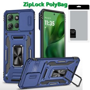 [PolyBag] For Motorola Moto G Power 5G 2025 Utter Tough Metal Ring Movable Camera Window Hybrid - Navy blue