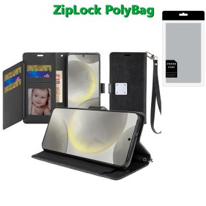 [PolyBag] For Samsung s25 Plus/s24 Plus  Wallet ID Card Holder Case Cover - Black