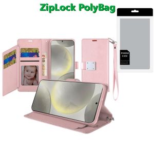 [PolyBag] For Samsung s25 Plus/s24 Plus  Wallet ID Card Holder Case Cover - Rose Gold