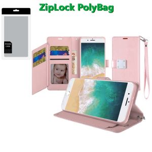 [PolyBag] For iPhone 16E / SE4 Wallet ID Card Holder - Rose Gold