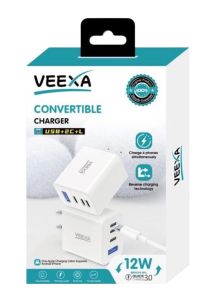Veexa 12W Usb+2C+L Super Fast Charger